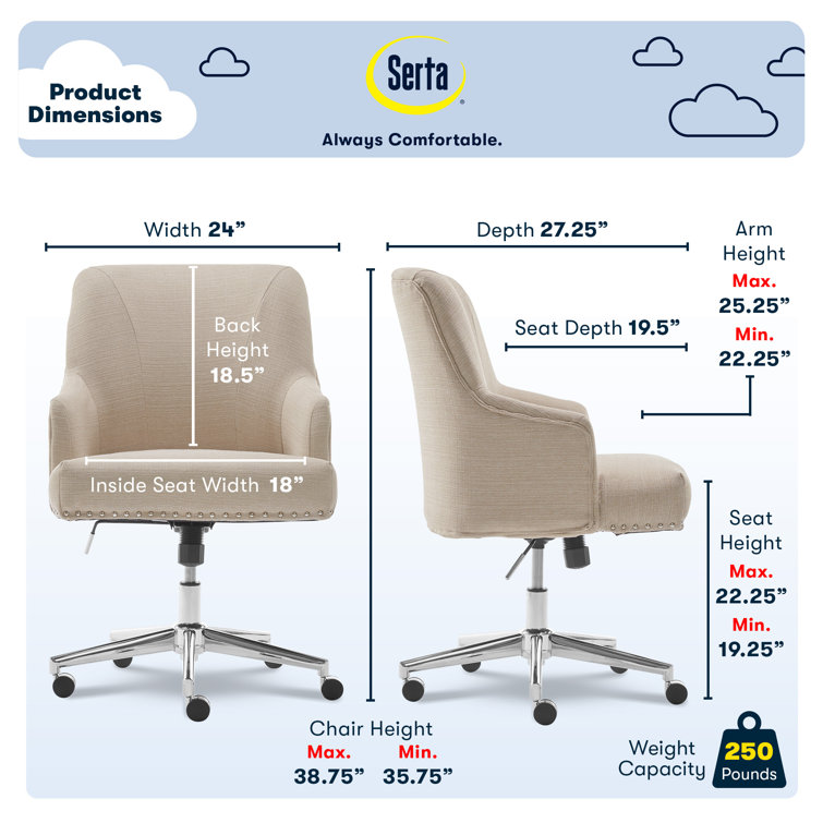 Serta leighton discount task chair blush